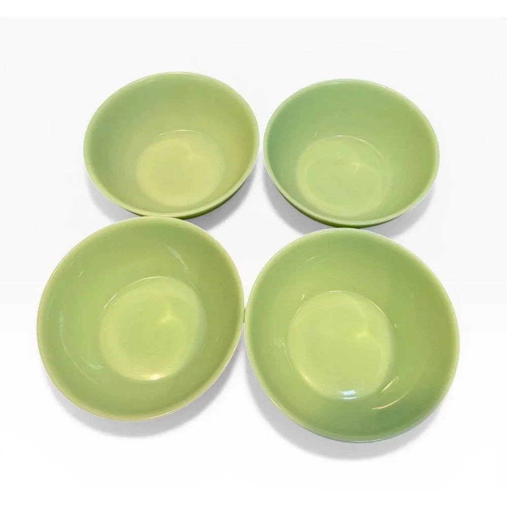Set- 4 Gibson Everyday Jade Green Milk Glass Vintage 6.25